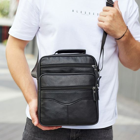 Чоловіча шкіряна сумка-барсетка через плече чорна Bexhill Bx-56402 | Зображення 1
