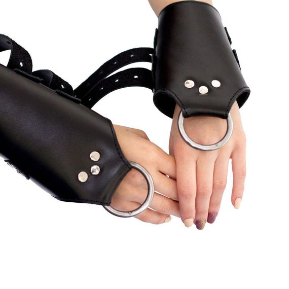 Манжеты для подвеса за руки Kinky Hand Cuffs For Suspension из натуральной кожи, цвет черный | Зображення 6