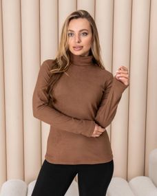 Женская теплая водолазка-гольф полушерсть на термо флисе цвет мокко размер 46/48 DM09.09