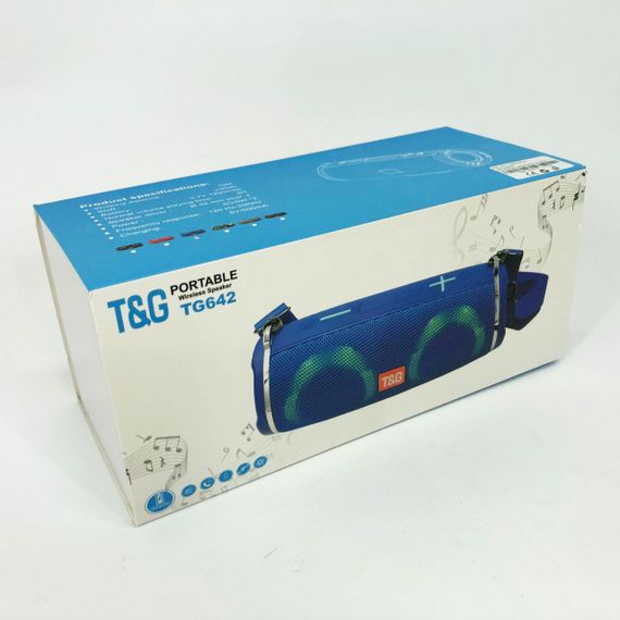Портативная колонка TG642 с RGB подсветкой и ремешком, аккумуляторная колонка для музыки. Цвет: синий | Зображення 7