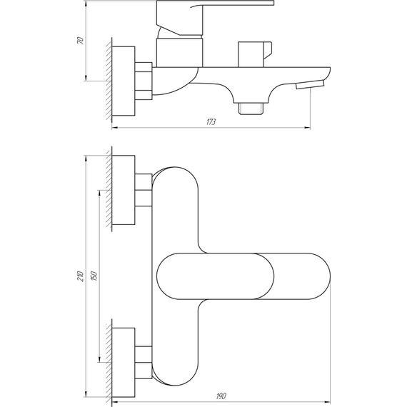 Змішувач для ванни Globus Lux Ontario GLO-0102N | Зображення 1