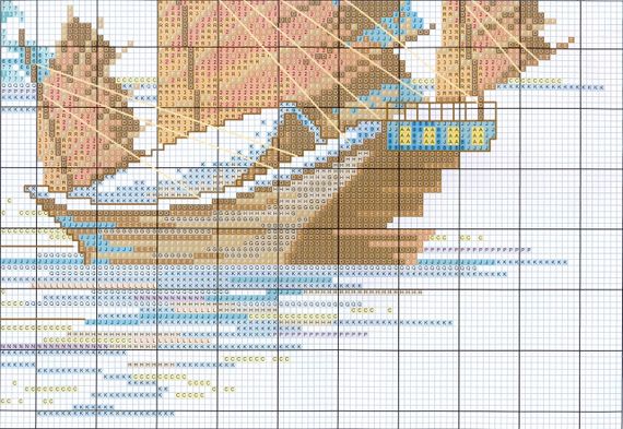 Набір для вишивання за нанесеною на канву схемою "Fishing boat". AIDA 14CT printed, 46*33 см | Зображення 2