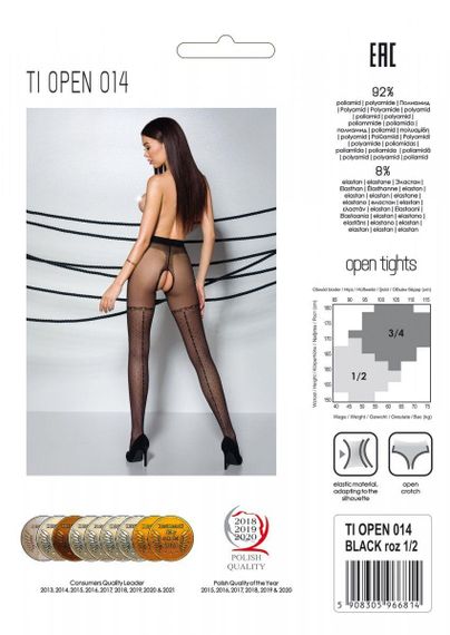 Колготки з відкритим доступом, імітація панчіх Passion TIOPEN 014 3/4 (20 den), black Sex Aura | Зображення 3