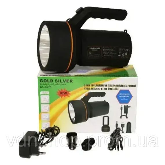 Світлодіодний ліхтарик на акумуляторі Gold Silver GS-2670 з бічною панеллю