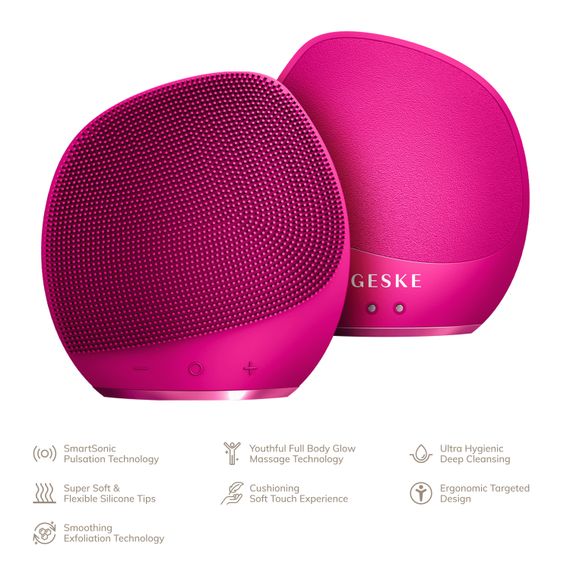 Ультразвукова щітка для тіла та інтенсивний пілінг GESKE Sonic Body Brush&Intensive Exfoliator 7в1 starlight, Малиновий | Зображення 1