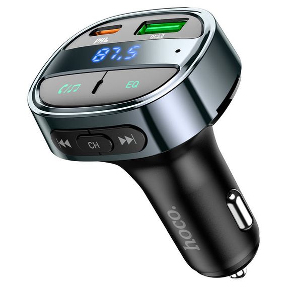 АЗП FM модулятор Hoco E70 PD30W+QC3.0 (1USB-A/1C) Чорний | Зображення 1