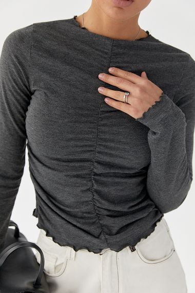 Жіночий лонгслів із хвилеподібною окантовкою - сірий цвет, L (є розміри) | Зображення 3