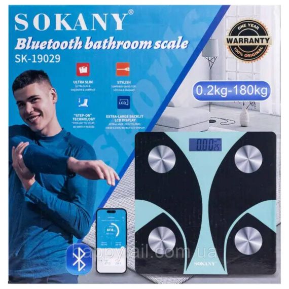Смарт ваги електронні Sokany 26х26 см до 180 кг з Bluetooth Фіолетовий SK-19029V | Зображення 6
