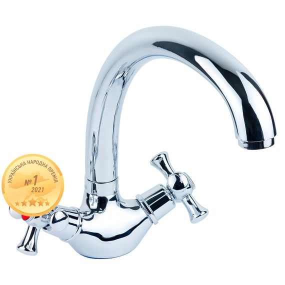 Змішувач PL 1/2" для кухні гусак вухо на гайці AQUATICA (PL-4B155C) 9777110