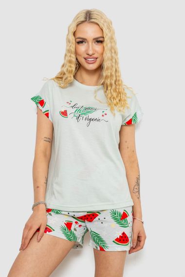 Пижама женская с принтом  -уценка, цвет светло-оливковый, 243R2103-U-1