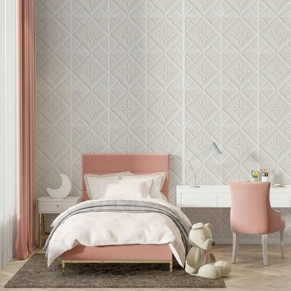 Самоклеюча декоративна настінно-стельова 3D панель вензеля в ромбі 700х700х5мм (374) SW-00000881 | Зображення 4