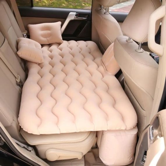 Автомобільний надувний матрац 132x80x15 см Car Travel Bed бежевого кольору для заднього сидіння | Зображення 1