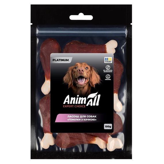 Лакомство для собак голень с уткой AnimAll Platinum, 100 гр