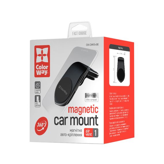 Універсальний автотримач ColorWay Magnetic Metallic Air Vent-1 Black (CW-CHM04-BK) | Зображення 3