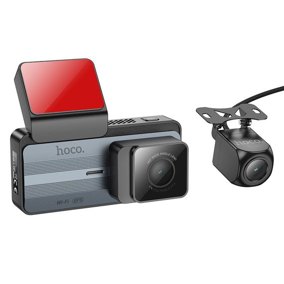 Видеорегистратор Hoco DV12 2K display + GPS (with rear camera) Silver gray | Зображення 3