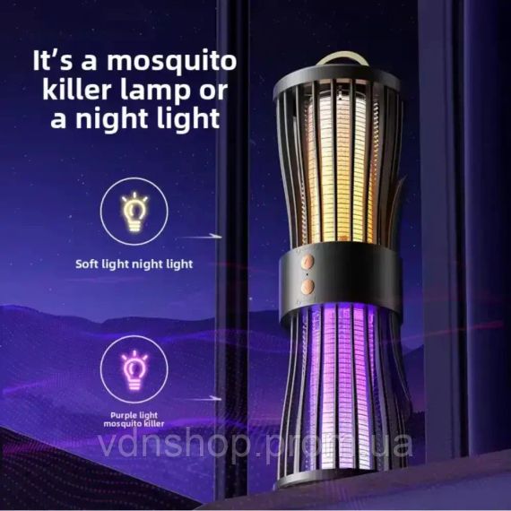 Бесшумная лампа-ловушка для комаров, ночник, зарядка через USB, LY-936 | Зображення 4