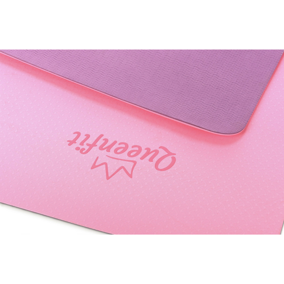 Килимок (мат) для фітнесу та йоги Queenfit Premium TPE 0,6см рожево-фіолетовий | Зображення 4