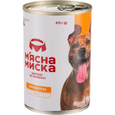 Консервы для собак М'ясна Миска паштет с курицей 415 г (4820255190327) - Топ Продаж! | Зображення 1