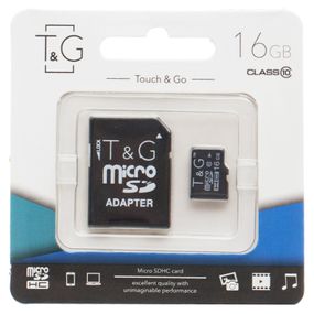 Карта памяти T&G (UHS-1) microSDHC Class 10 - 16GB (с адаптером) Черный