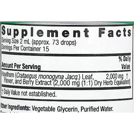 Комплекс для профілактики нервової системи Nature's Answer Hawthorn Berry 2000 mg Alcohol-Free 30 ml /15 servings/ | Зображення 1