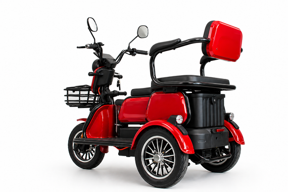 Електротрайк Crosser TR-1 LFP 1500W 76.8 V 30 Ah, триколісний електроскутер, до 75 км, для дорослих і літніх Червоний | Зображення 3