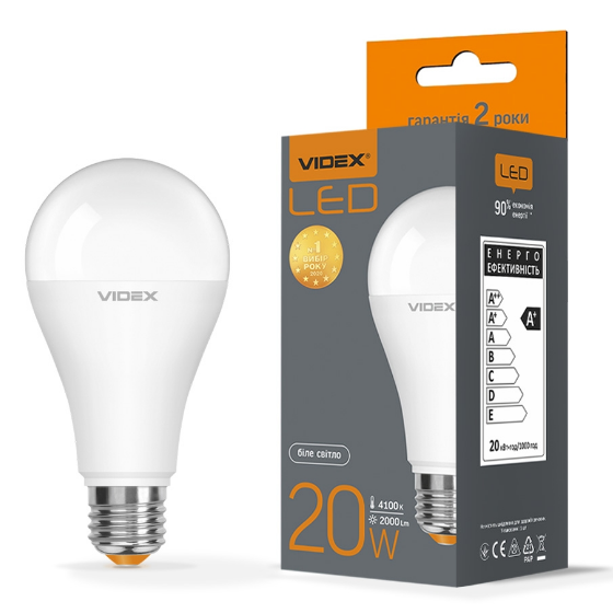 Лампа A65e 20W E27 4100 К 220V LED Videx