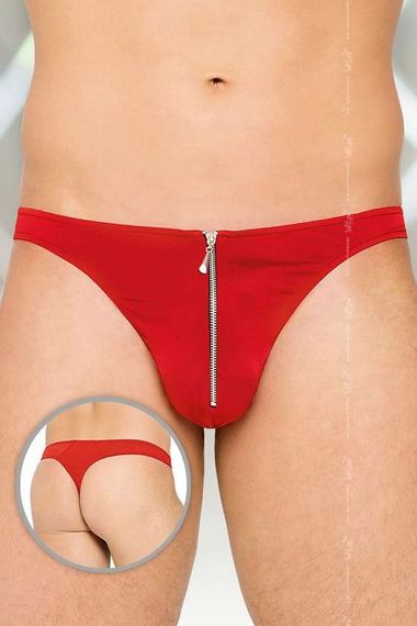 Мужские трусы-стринги с молнией Softline Thongs 4501, Красный, День влюблённых, XL