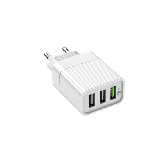Мережевий зарядний пристрій BOROFONE BA40A Speedway, with 3 USB output, QC3.0 / QC2.0 White | Зображення 2