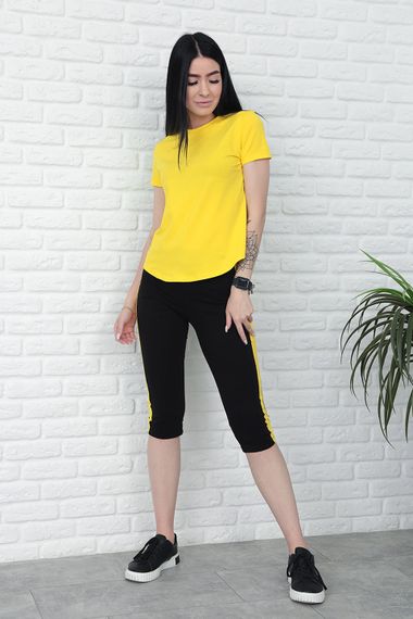 Женский летний костюм с бриджами и футболкой Gf7928 цвет желтый, размер 46/48 | Зображення 3