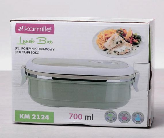 Ланч-бокс Kamille Food Box 700мл, 20х14.5х7.5см, бежевий з оливковим | Зображення 3