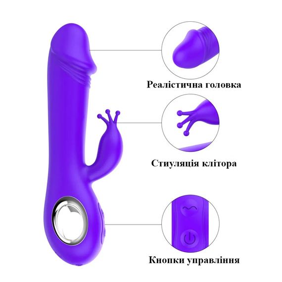 Вибратор с ротацией и интеллектуальной системой подогрева  (фиолетовый, USB) | Зображення 3