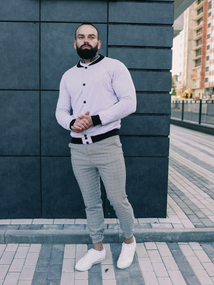 Бомбер пуговица серый S XS