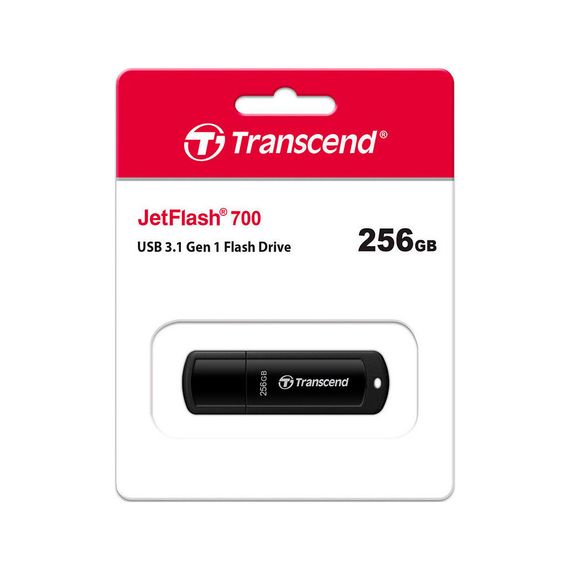 USB флеш накопичувач Transcend 256GB JetFlash 700 Black USB 3.1 (TS256GJF700) | Зображення 3