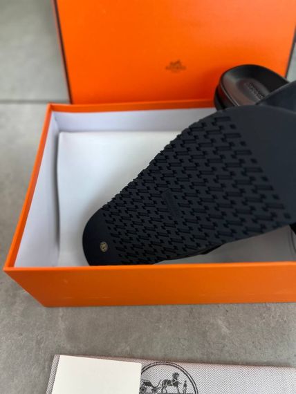 Сандалі Hermes Chypre black чорні чоловічі ob419 | Зображення 7