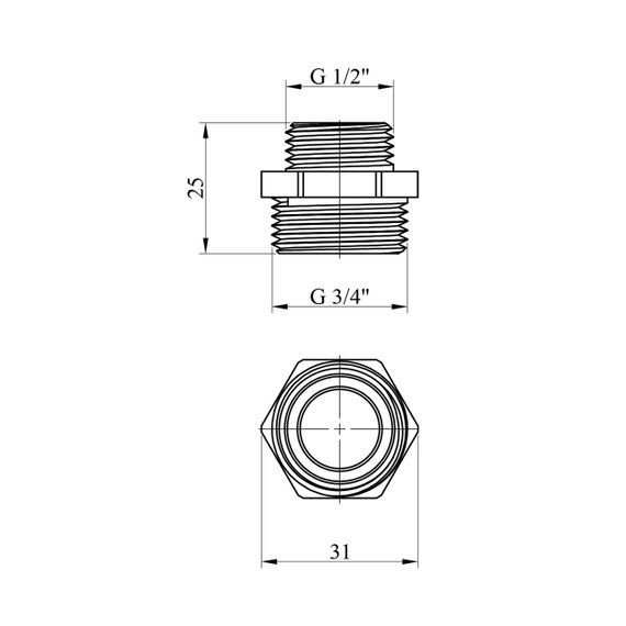 Ніпель перехідний STA 3/4"х1/2" ЗЗ латунний | Зображення 1