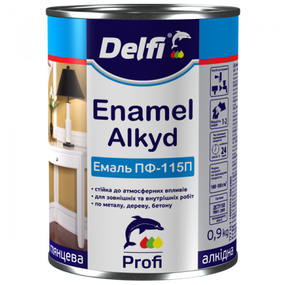 Емаль алкідна ПФ-115П, чорна, ТМ DELFI, 0,9 кг