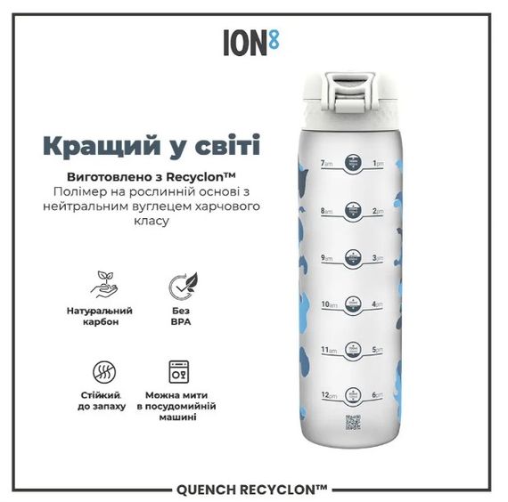 Пляшка для води ION8 1000 мл BPA Free Times To Drink (ЕКО пляшка) Camo (I8RF1000PICAMO) | Зображення 1