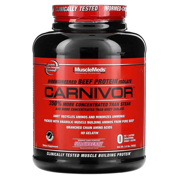 Протеин MuscleMeds Carnivor Bioengineered Beef Protein Isolate 1652 г, Strawberry