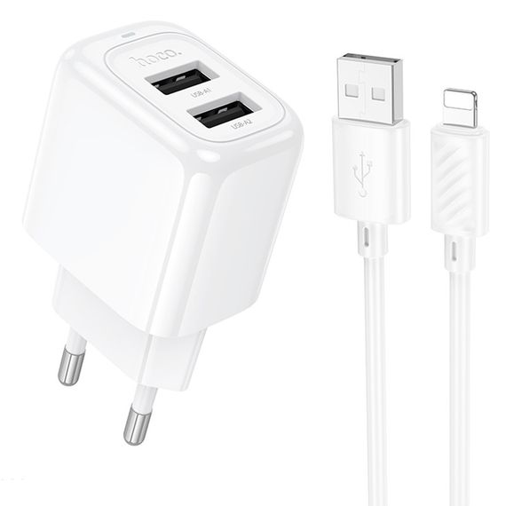 СЗУ Hoco CS51A Surplus (2USB-A) + кабель USB to Lightning White