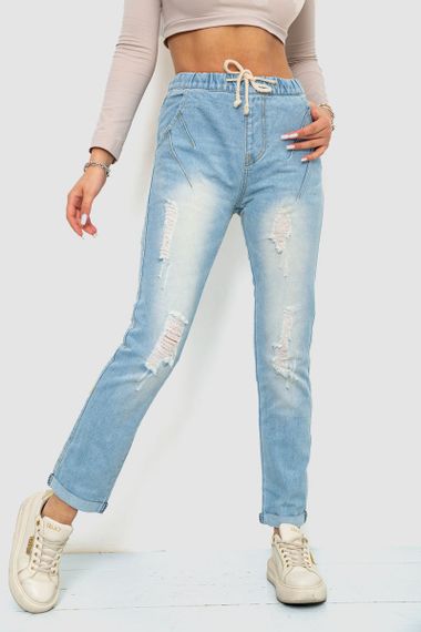 Джинсы женские на резинке  -уценка, цвет голубой, 244R5006-U-1