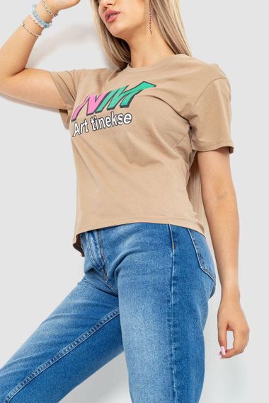 Футболка женская с принтом  цвет бежевый 221R3007-1 | Зображення 2