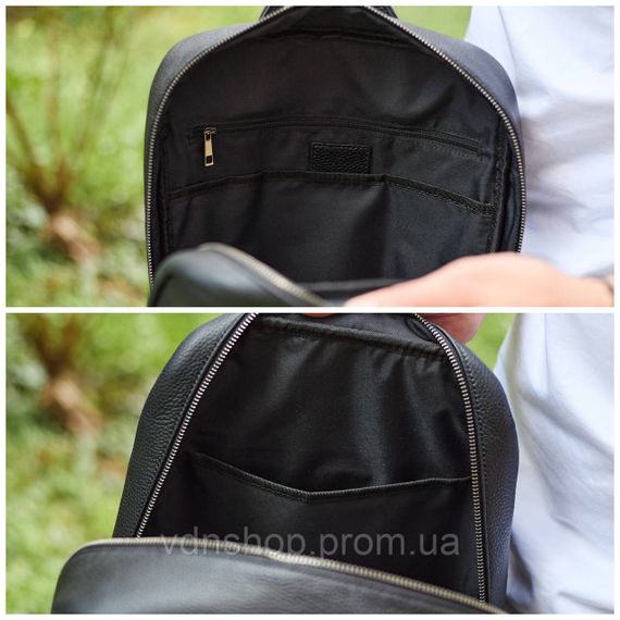 Стильный мужской кожаный рюкзак 40х30х17, практичный аксессуар для ноутбука и документов, черный | Зображення 4