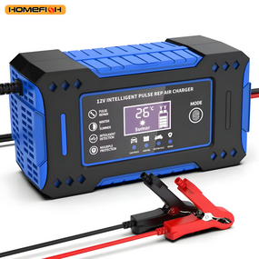 Інтелектуальний зарядний пристрій для акумулятора 12 V 6 A з LCD-дисплеєм для автомобілів і мотоциклів
