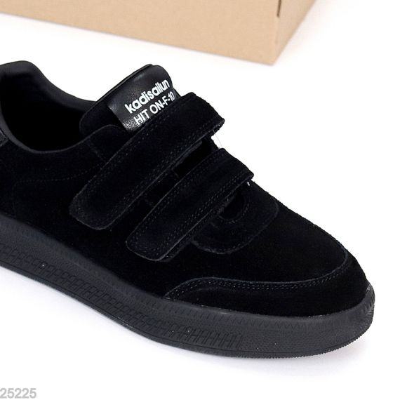 Повсякденні чорні кеди на липучках натуральна замша в асортименті | Зображення 1