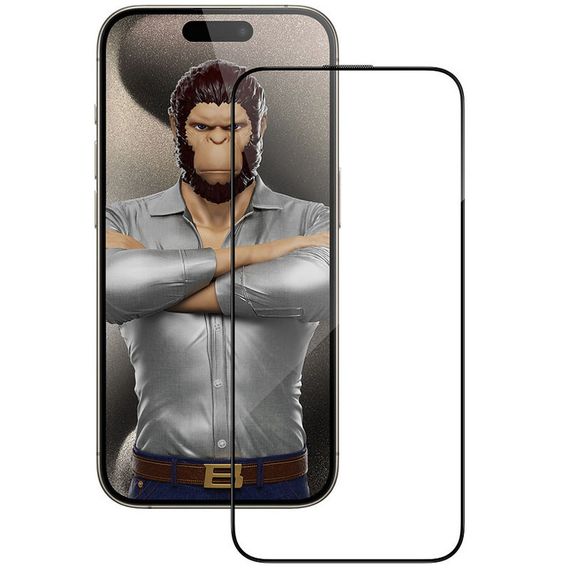 Захисне 3D скло Blueo Hot Bending для Apple iPhone 15 Pro Max (6.7") Чорний | Зображення 6