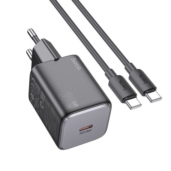 СЗУ Hoco N40 Mighty PD20W (1USB-C) + кабель Type-C to Type-C Black | Зображення 2