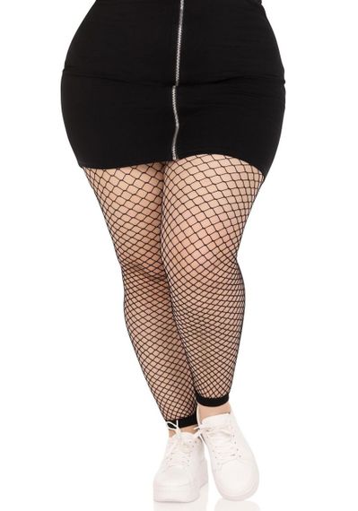 Колготки без стопи Leg Avenue Industrial Net footless tights, 1X/2X, чорні, в сітку Sex Aura | Зображення 1