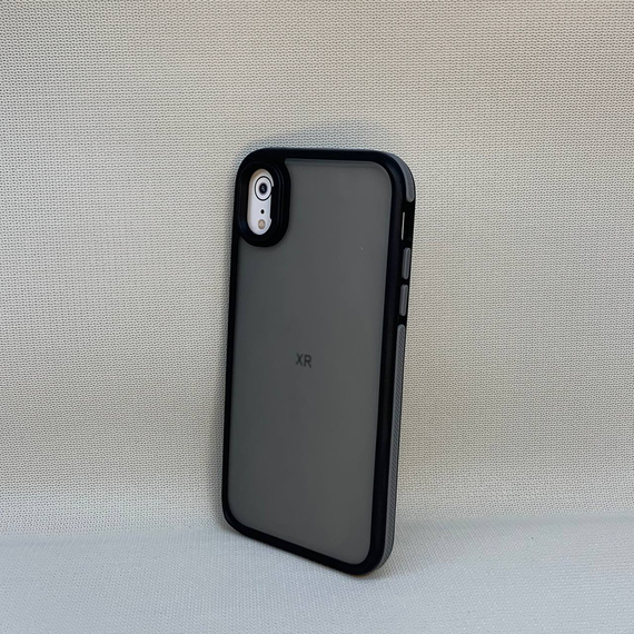 Чехол Iphone XR матовый полупрозрачный TPU с серой вставкой