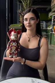 Bearbrick Marvel Iron Man  дизайнерська статуетка ведмідь Беарбрік 28 см mb033 червона