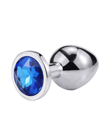 Металевий Анальна пробка Silver, dark blue, розмір М sexstyle